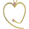 Goldtone Pink Cubic Zirconia Large Heart Necklace