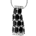 Silvertone Black CZ Cluster Fashion Necklace