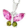 Sterling Silver Pink CZ Butterfly Necklace