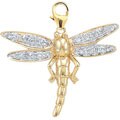 14k Yellow Gold 1/10ct TDW Diamond Dragonfly Charm