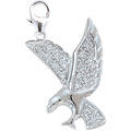 14k White Gold Diamond Eagle Charm