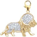 14k Yellow Gold Diamond Lion Charm