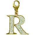 14k Gold 1/10ct TDW Diamond Letter 'R' Charm