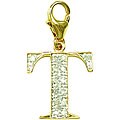 14k Gold 1/10ct TDW Diamond Letter 'T' Charm