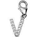 14k White Gold 1/10ct TDW Diamond Letter 'V' Charm