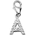 14k White Gold 1/10ct TDW Diamond Letter 'A' Charm