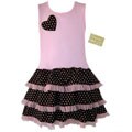 AnnLoren Girl's Pink/ Brown Polka Dot Rumba Dress