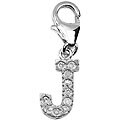 14k White Gold 1/10ct TDW Diamond Letter 'J' Charm