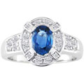 14k Gold Sapphire and 1/3ct TDW Diamond Ring