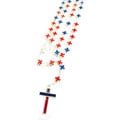 Patriotic Silverplated Medium Cross Rosary