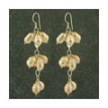 Sterling Silver Rose FW Pearl Dangle Earrings (Indonesia)
