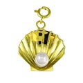 Shell with Pearl 14k Yellow Gold Charm