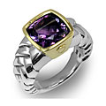 Scott Kay Sterling Silver 18k Gold Amethyst Ring