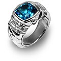 Scott Kay Sterling Silver Blue Topaz 1/3ct TDW Diamond Ring