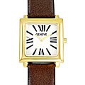 Geneve Men's Brown Leather Strap Watch