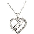 Sterling Silver 'Mom' Diamond Heart Necklace