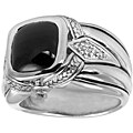 Scott Kay Silver Onyx and 1/4ct TDW Diamond Ring