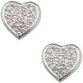 Sterling Silver 1/10ct TDW Diamond Heart Earrings (HI, I1)