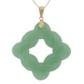 14k Yellow Gold Green Infinity Carved Jadeite Necklace