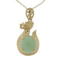 14k Yellow Gold Green Jadeite 'Good Fortune' Necklace