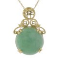10k Gold Green Jadeite 'Good Fortune' Necklace