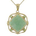 14k Yellow Gold Green Jadeite and Peridot Necklace