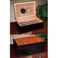 50 Cigar Humidor w/ Black Finish and Burlwood Top