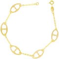14k Yellow Gold Textured Mariner Link Bracelet