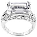 Sterling Silver Emerald-cut Cubic Zirconia Ring