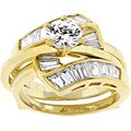Goldtone CZ Engagement Ring Set
