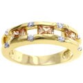 Goldtone Contemporary Champagne CZ Eternity Ring