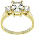 Goldtone Three-stone CZ Bridal-inspired Ring