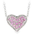 Sterling Silver Pave Pink CZ Heart Charm Necklace
