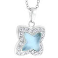 Silvertone Pastel Blue CZ Star Necklace