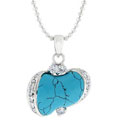 Silvertone Faux Turqouise CZ Necklace