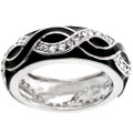 Silvertone Black Enamel Eternity band