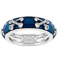 Silvertone 'X' Knots Turquoise Blue Enamel Eternity Band