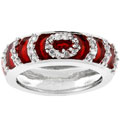 Silvertone Fashion Red Enamel CZ Circle Ring