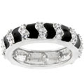 Silvertone Fashion Black Enamel CZ Eternity Band