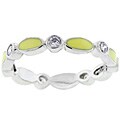 Silvertone Oval Design Yellow Enamel CZ Eternity Band