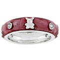 Silvertone Flower Pink Enamel Eternity Band