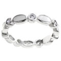 Silvertone White Enamel Cubic Zirconia Ring