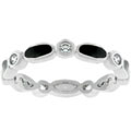 Silvertone Oval Design Black Enamel CZ Eternity Band