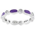 Silvertone Purple Enamel and CZ Eternity Band
