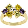 Goldtone Cubic Zirconia Flower Ring