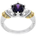 Two-tone Purple and Clear CZ Cocktail Ring