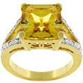 Goldtone Yellow Princess CZ Cocktail Ring