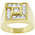 Goldtone Contemporary-inspired CZ Ring