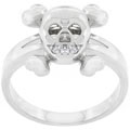 Silvertone Skull Fashion CZ Ring
