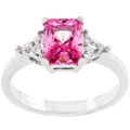 Silvertone Pink Radiant CZ Cocktail Ring